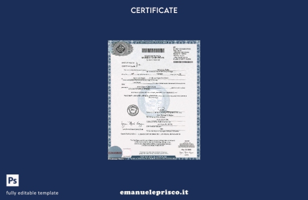modello di certificato di matrimonio dello stato USA Nevada in stile verificato 